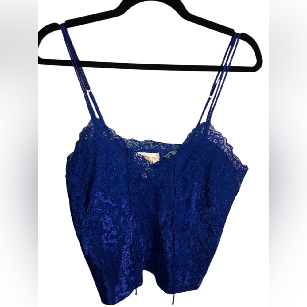 Victoria's Secret Gold Label Royal Blue Festival Summer Night-Out Lace Top